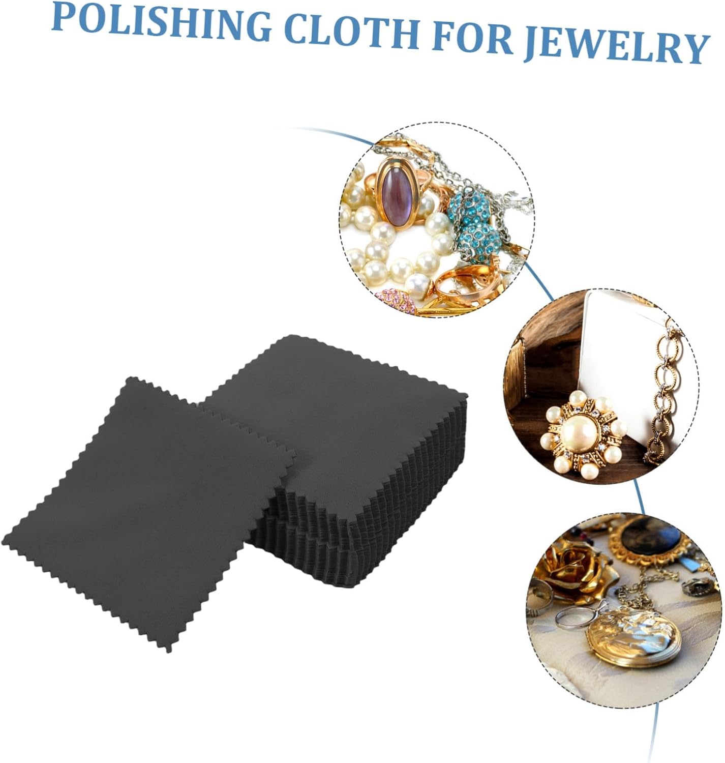LIOOBO 50pcs Jewelry Cleaning Cloth 3 Inch Square Suede for Silverware