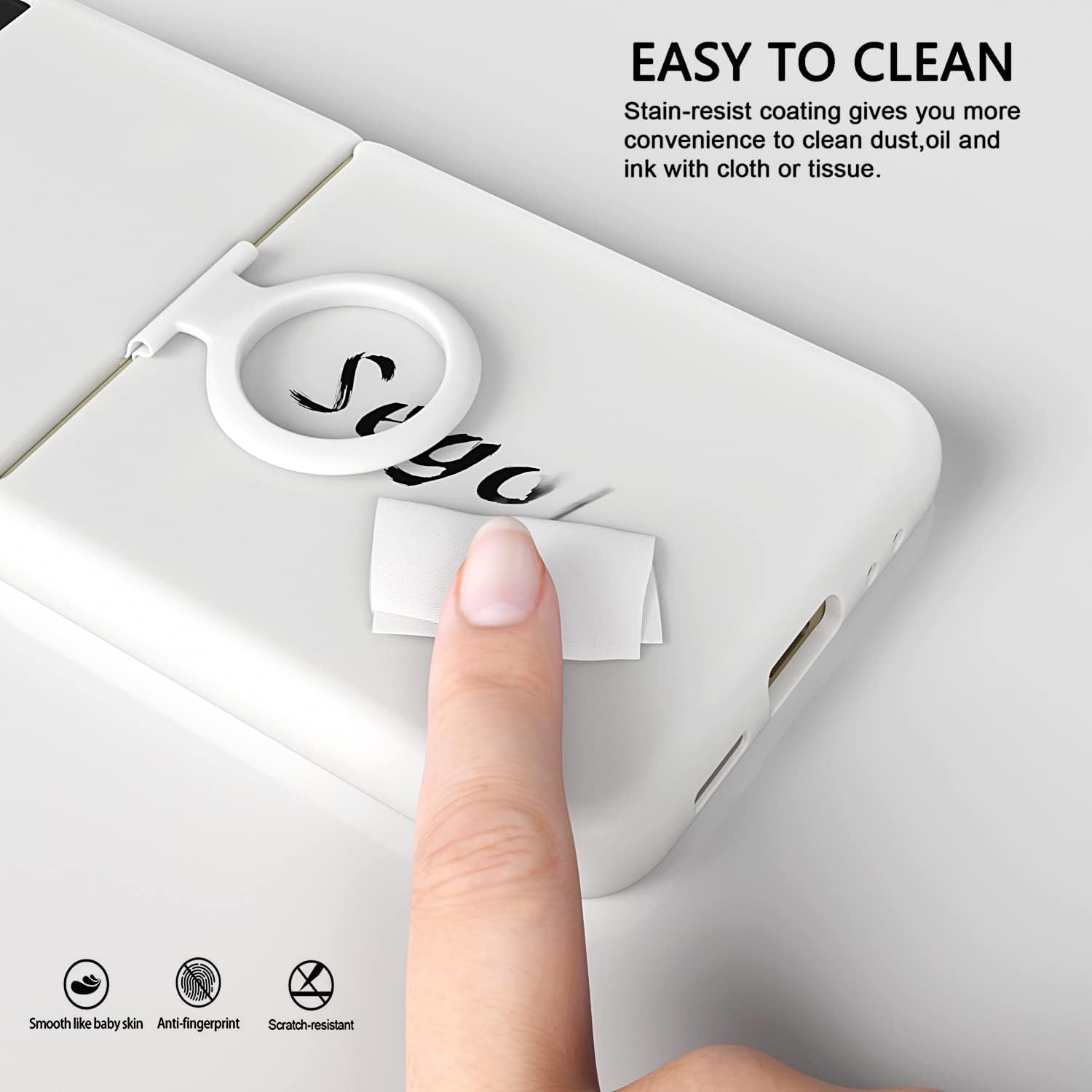 E Segoi Designed for Galaxy Z Flip 3 Case, Liquid Silicone Gel Rubber Shockproof Case Soft Microfiber Cloth Lining Cushion Compatible with Galaxy Z Flip 3 5G (White)