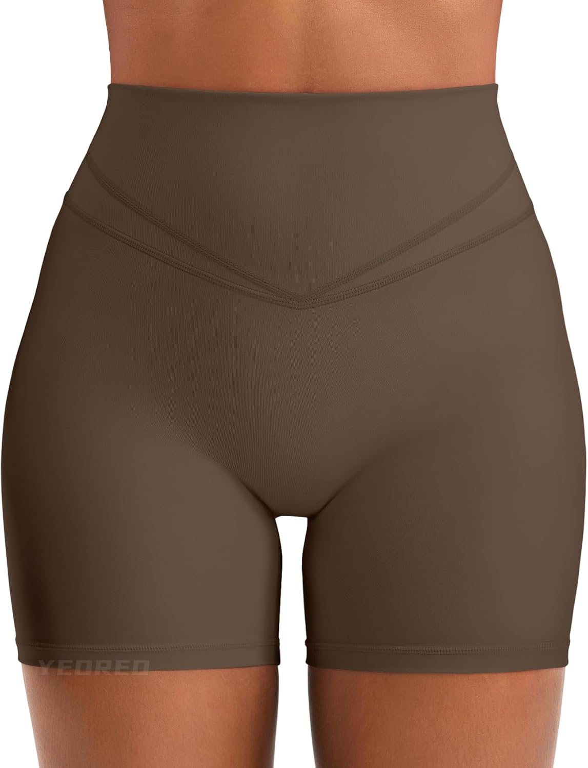 YEOREO Women Workout Yoga Shorts 4.5" No Front Seam Hidden Scrunch Almiy High Rise Buttery Biker Shorts - Image 3