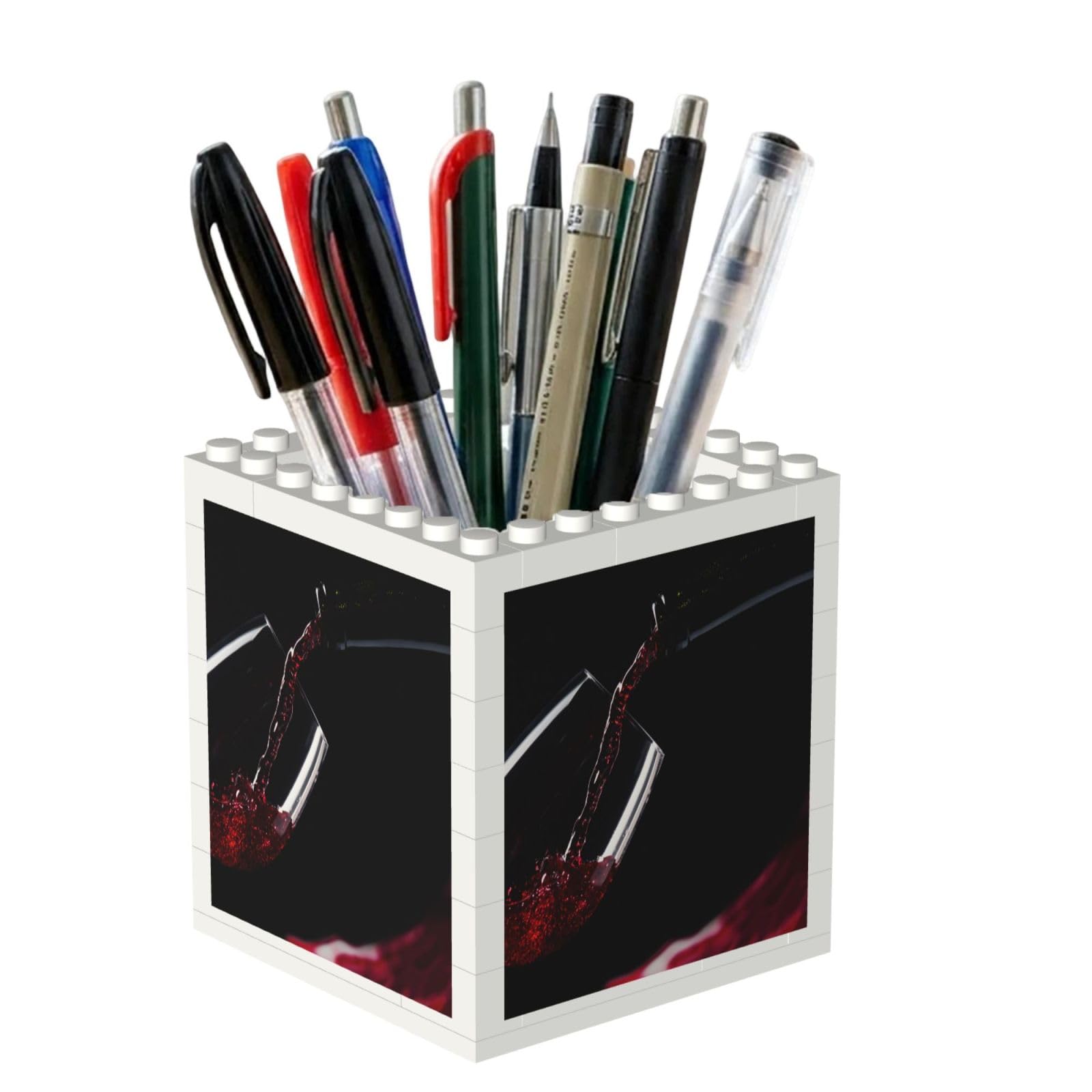 Poadnly Red Wine, Pen Pot Pencil Holder for Office Home School, Compact Desk Organiser for Office Stationery