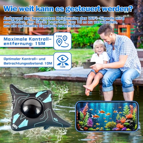 Charmofun U Boot Ferngesteuert, Uboot Ferngesteuert, Ferngesteuertes Boot mit Kamera und App Steuerung, Wasserspielzeug für Freibäder und Teich, Fernsteuerboot für Kinder ab 8 Jahren