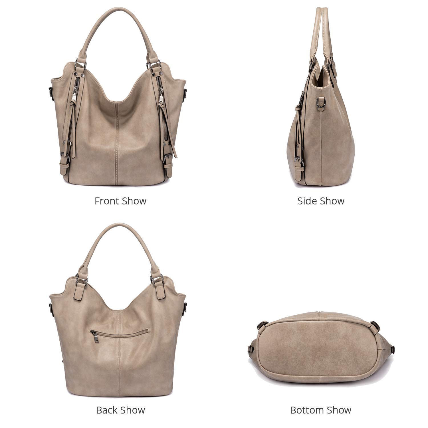 Realer Sac à Main Femmes Sac Bandoulière Femme en Cuir PU Fourre-Tout 2pcs Kaki