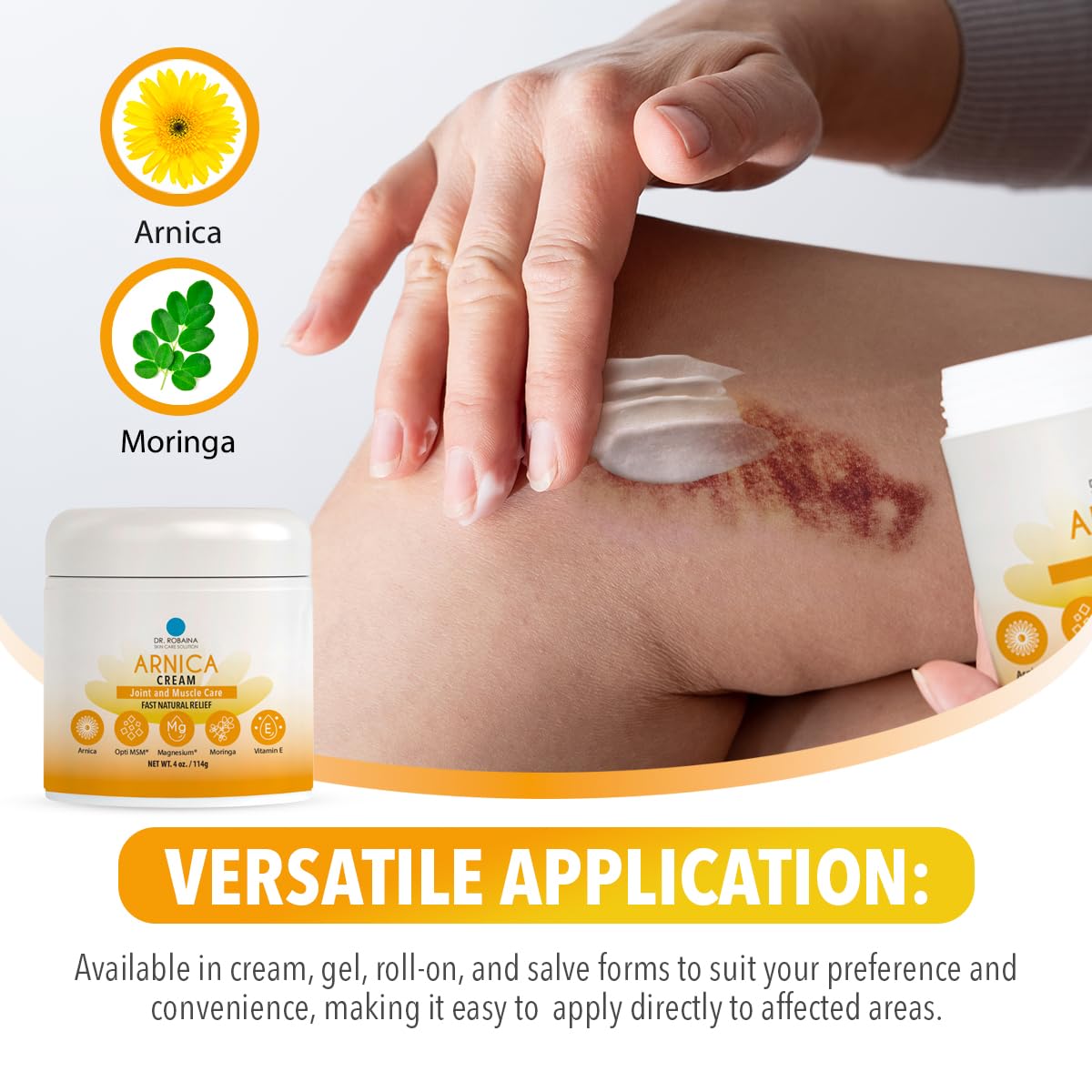 Dr. Robaina Arnica Bruise Cream 4 oz – Concentrated Arnica & Vitamin K Moisturizer for Skin That Looks More Even After Bumps & Cosmetic Touch-Ups – Fast-Absorbing, Non-Greasy