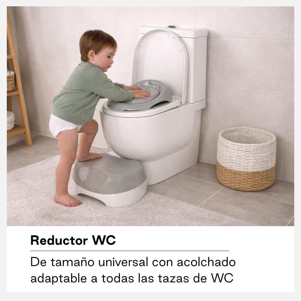 Jané Orinal Bebé 3 en 1, Orinal + Reductor WC + Alzador Niño, Antideslizante, Asiento Acolchado, desde 18 Meses hasta 50 kg