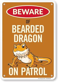 SmartSign Beware Of Bearded Dragon On Patrol Funny Animal Sign - 10" x 7", 40 mil Laminated Rustproof Aluminum Metal, For Gift, Yard, Cafe, Room, Made in USA