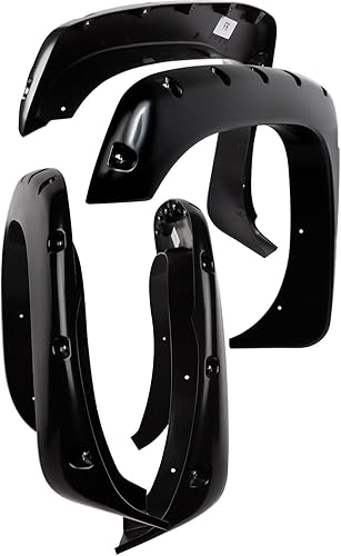 Defensa para modelos selectos de vehículos Chevy de GM - con remache y con kit de hardware (paquete de 4 unidades), puede volver a pintarse, negro