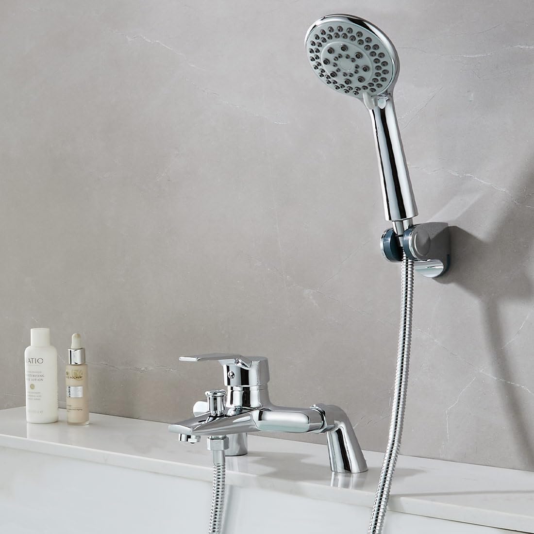 Eovem Bath Mixer Tap, Single Lever Chrome Bath Tap with Shower Attachment - Image 2