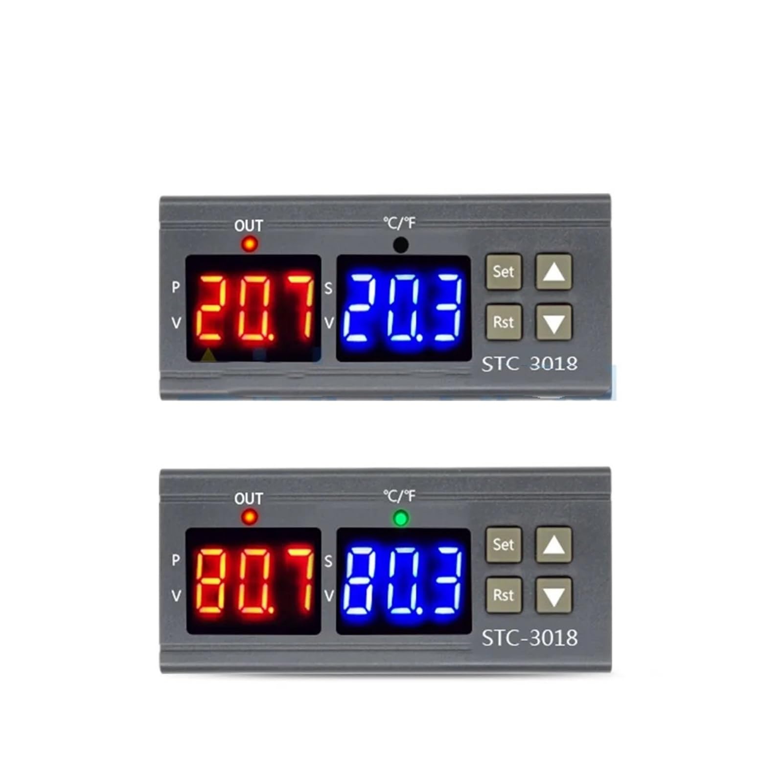 STC-3008 STC-3018 STC-3028 Doppio regolatore digitale di temperatura e umidità Termostato 10A con sonda sensore NTC Termoregolatore(STC-3008 DC 12V)
