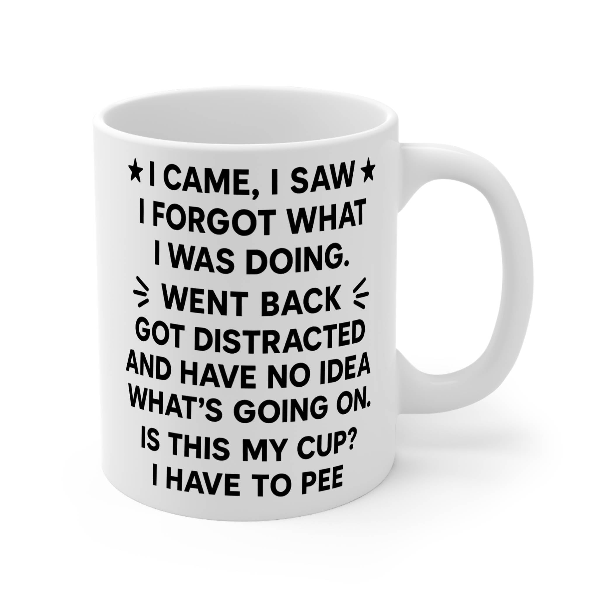 I Came I Saw I Forgot Funny Novelty Coffee Mug, Gift for ADHD, Funny Forgetful Gift Ideas for Her, Distracted Quote, Anxiety Mug (White 11oz, Mug)