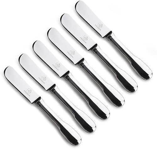 Juego de 6 cuchillos de mantequilla de acero inoxidable 1810 para queso de mantequilla y postre