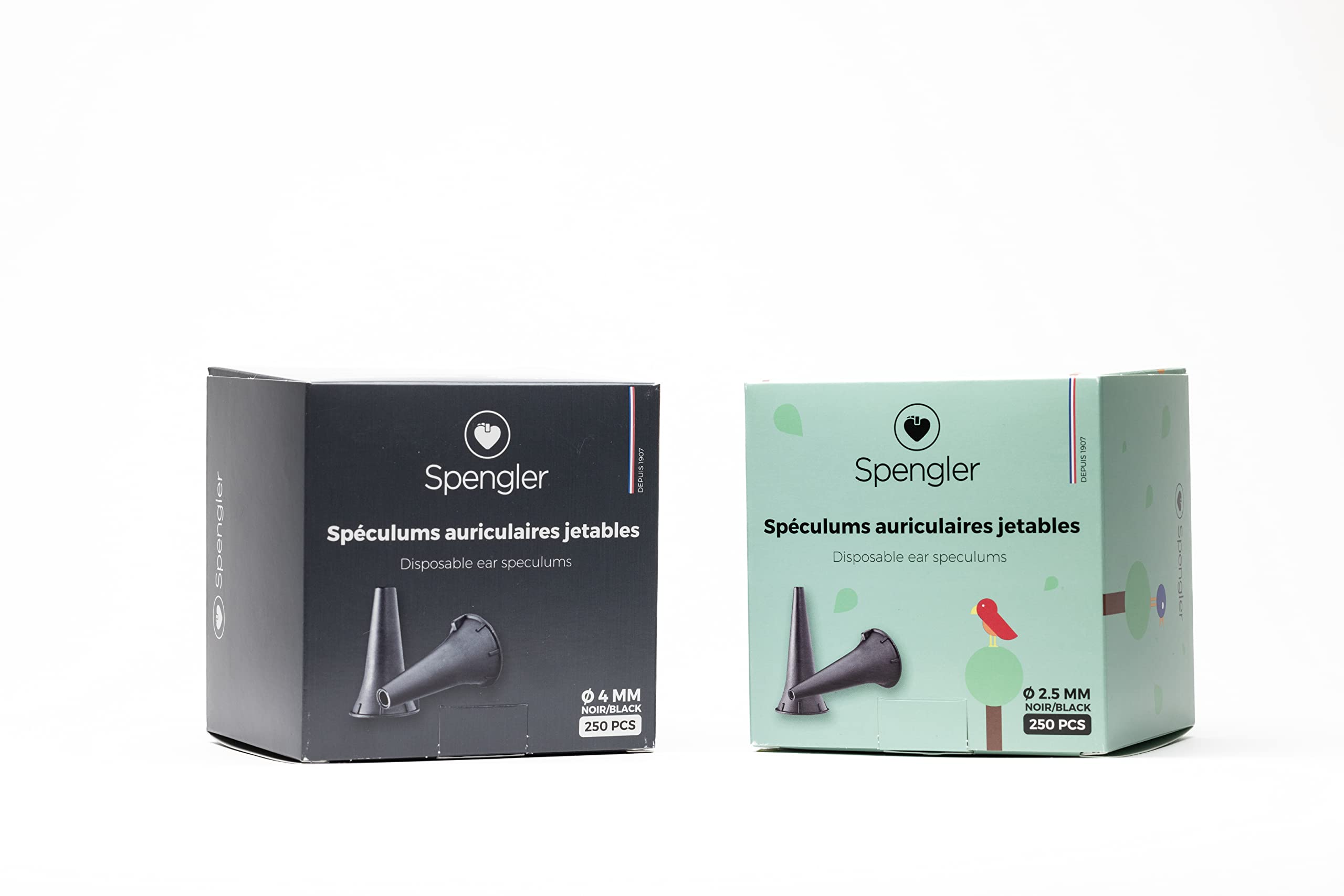 Spengler Jednorazowe wzierniki do uszu dla dzieci, kompatybilne ze wszystkimi markami otoskopów, rozmiar 2,5 mm, pudełko 250 sztuk