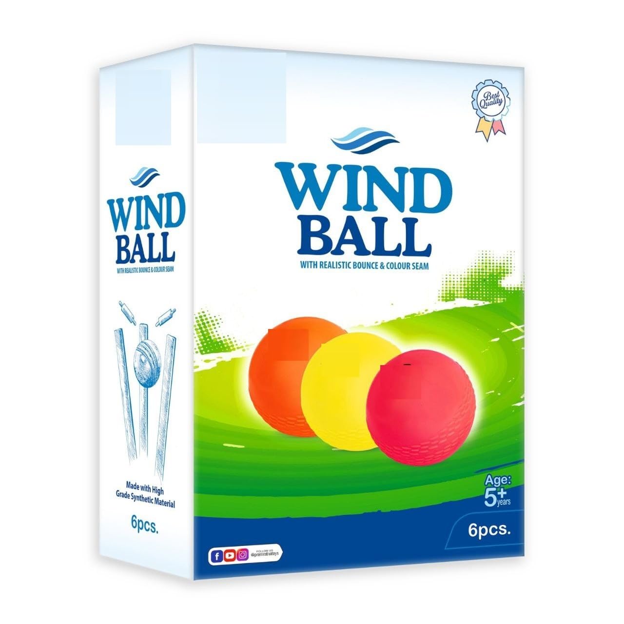 ZOKATO Wind Ball 6 Pcs for Cricket, Soft Lightweight Balls with Realistic Colour Seam, for Kids 5+ Years-image-44