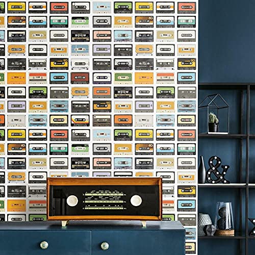 RoomMates RMK12080RL Colorful Retro Cassettes Peel and Stick Wallpaper