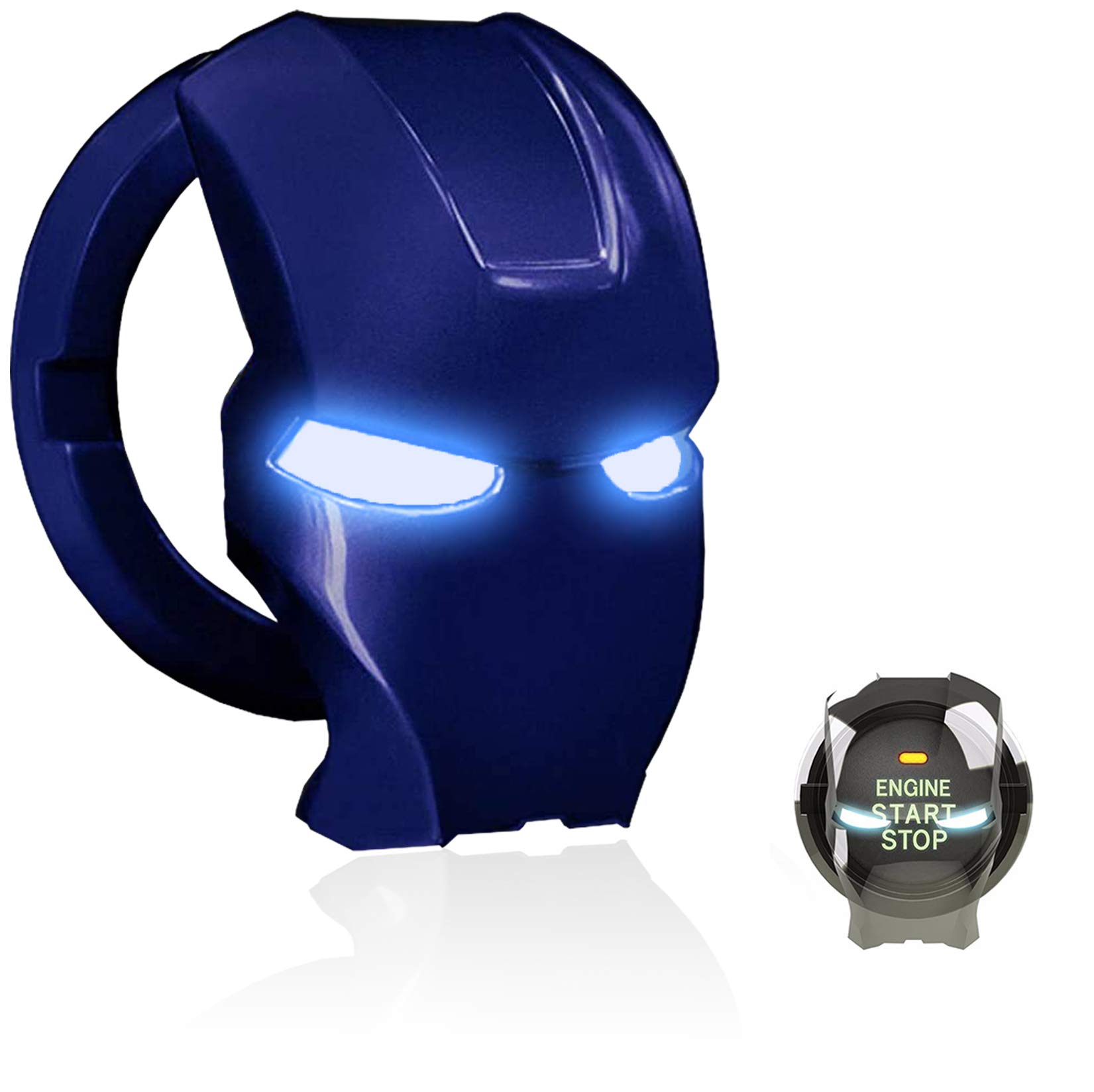 Car Engine Start Stop Button Cover Push to Start Button Ignition Cover Anti-Scratch Universal Aluminum Alloy Button Decoration Stickers for Cars (Blue)