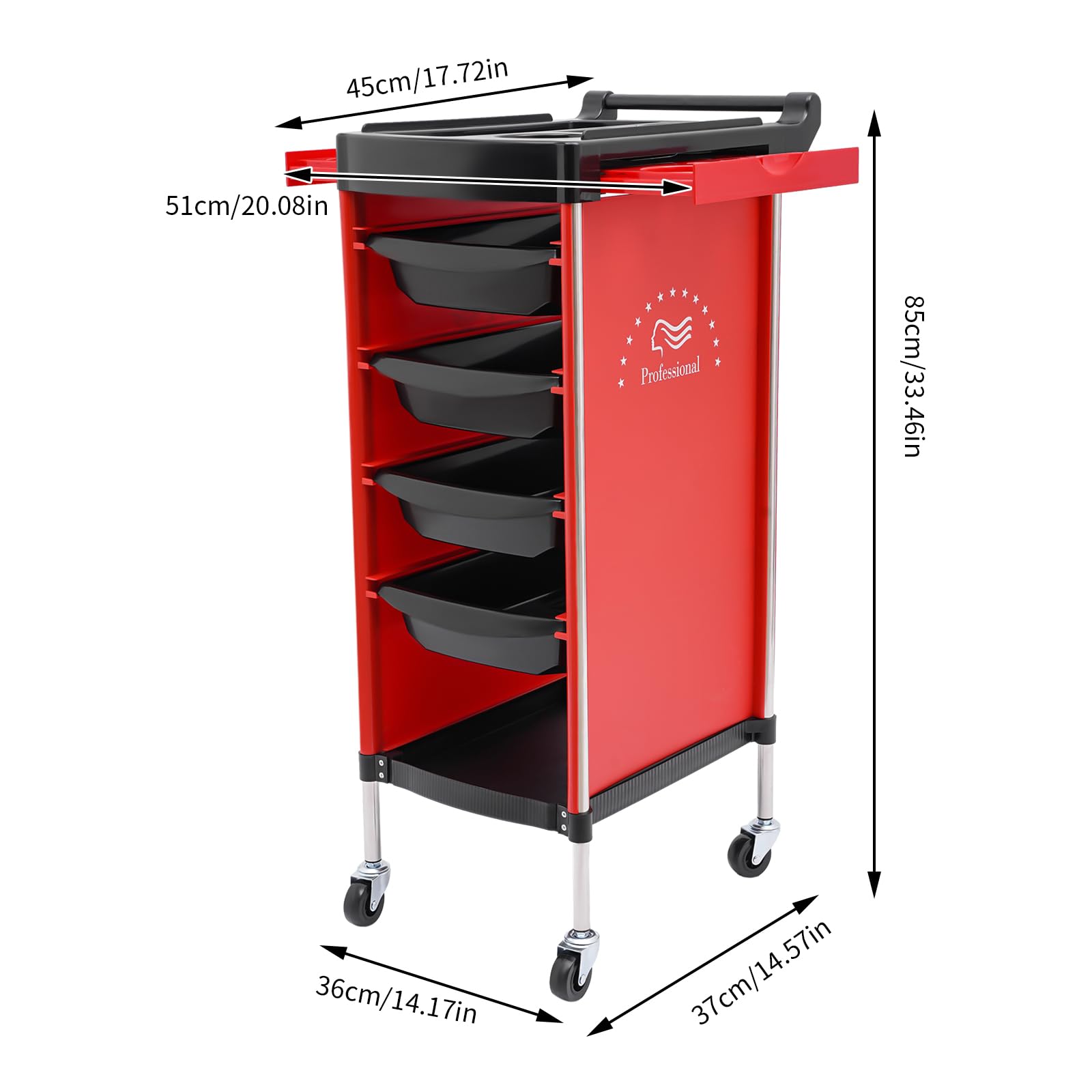 Salonwagen Friseurwagen Mit UniversalräDern,Friseurwagen,Salonwagen Mit 6 Etagen,6-Stufiger Schubladen-Multifunktions-Salonwagen,FüR SchöNheitssalons,Stylist Friseur Haarstyling (Rot)