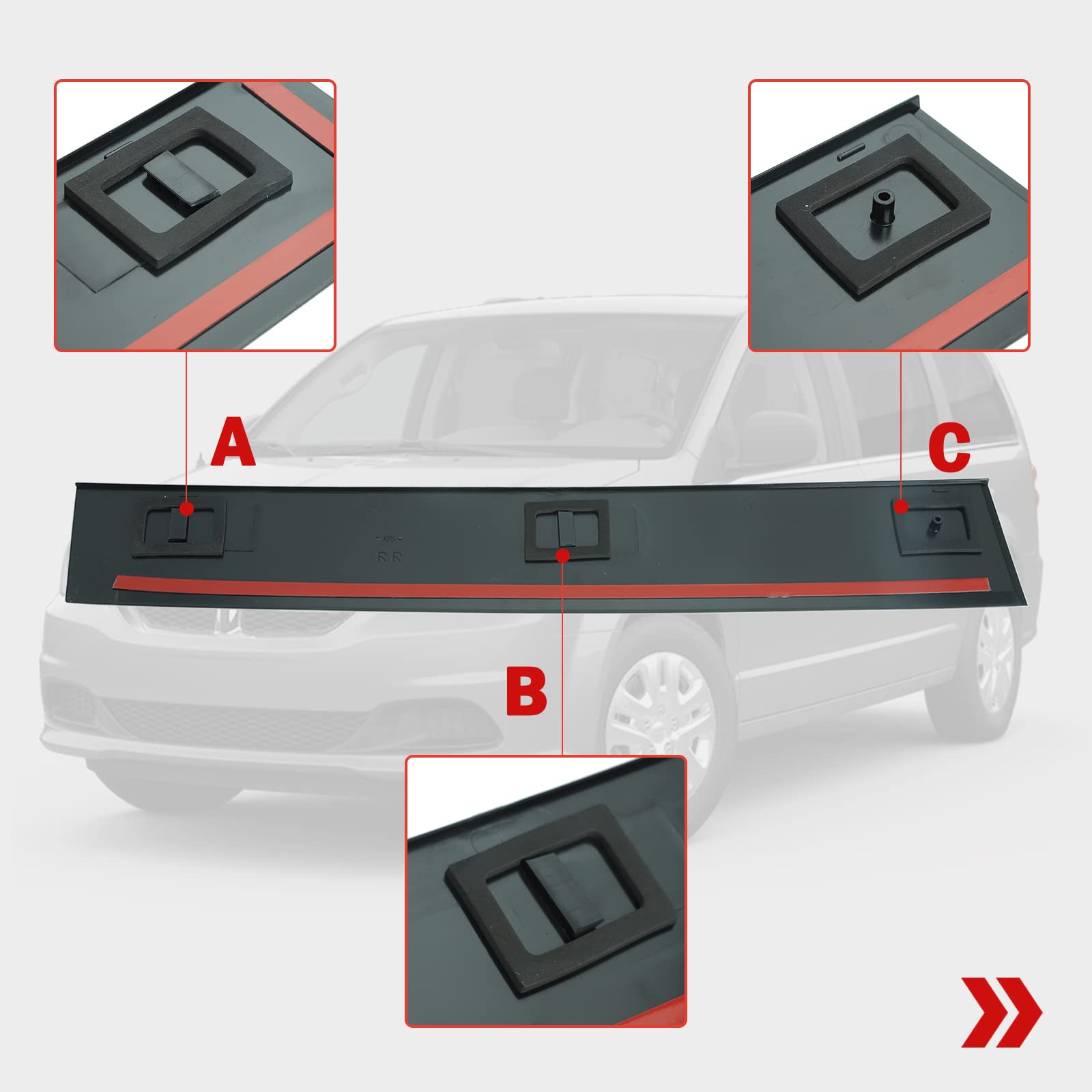 B Pillar Trim Molding For Dodge Grand Caravan & Chrysler Town & Country 2008-2020 – Passenger Side - View #2