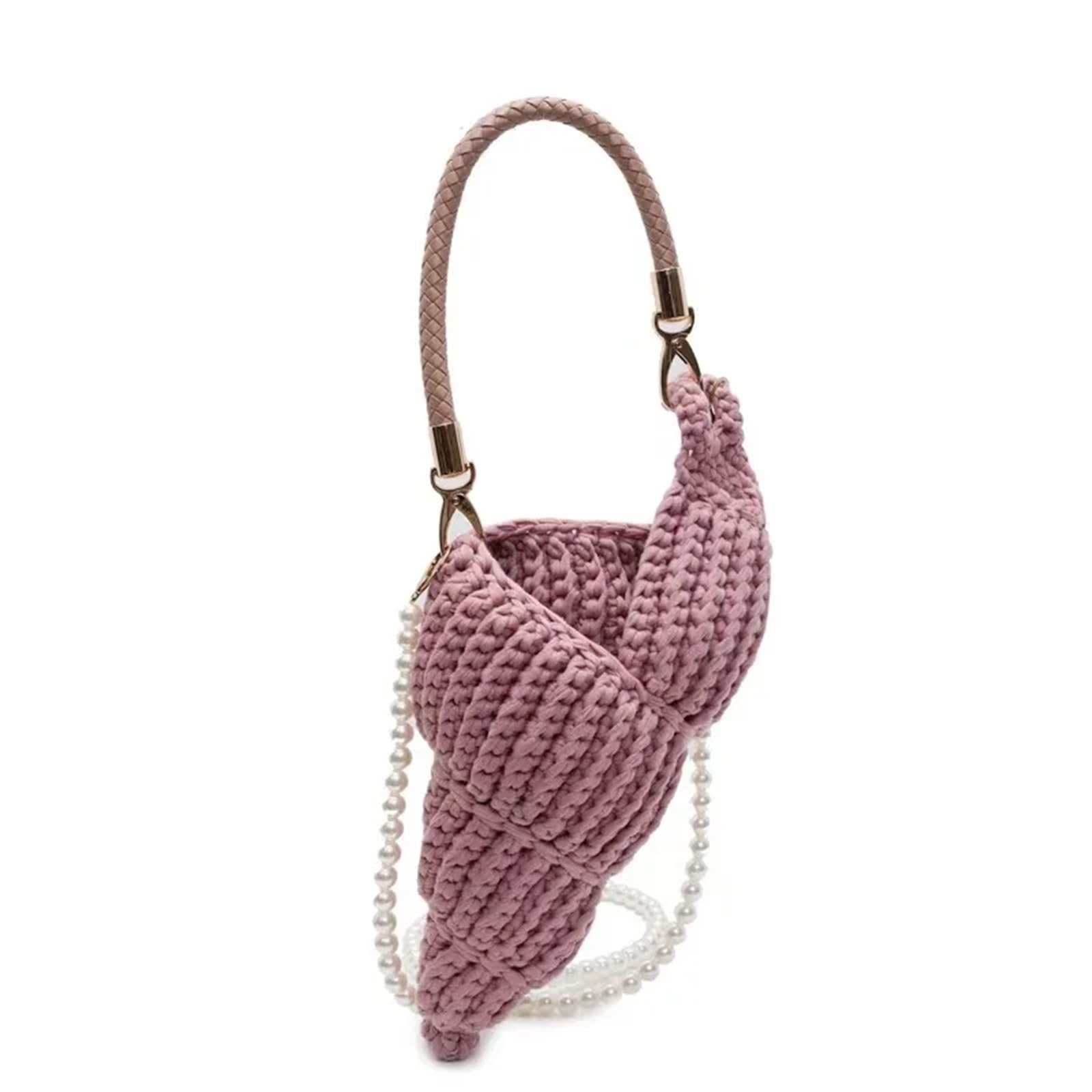 Bolso Crochet Bolso bandolera de concha de mar tejido a mano en color puro