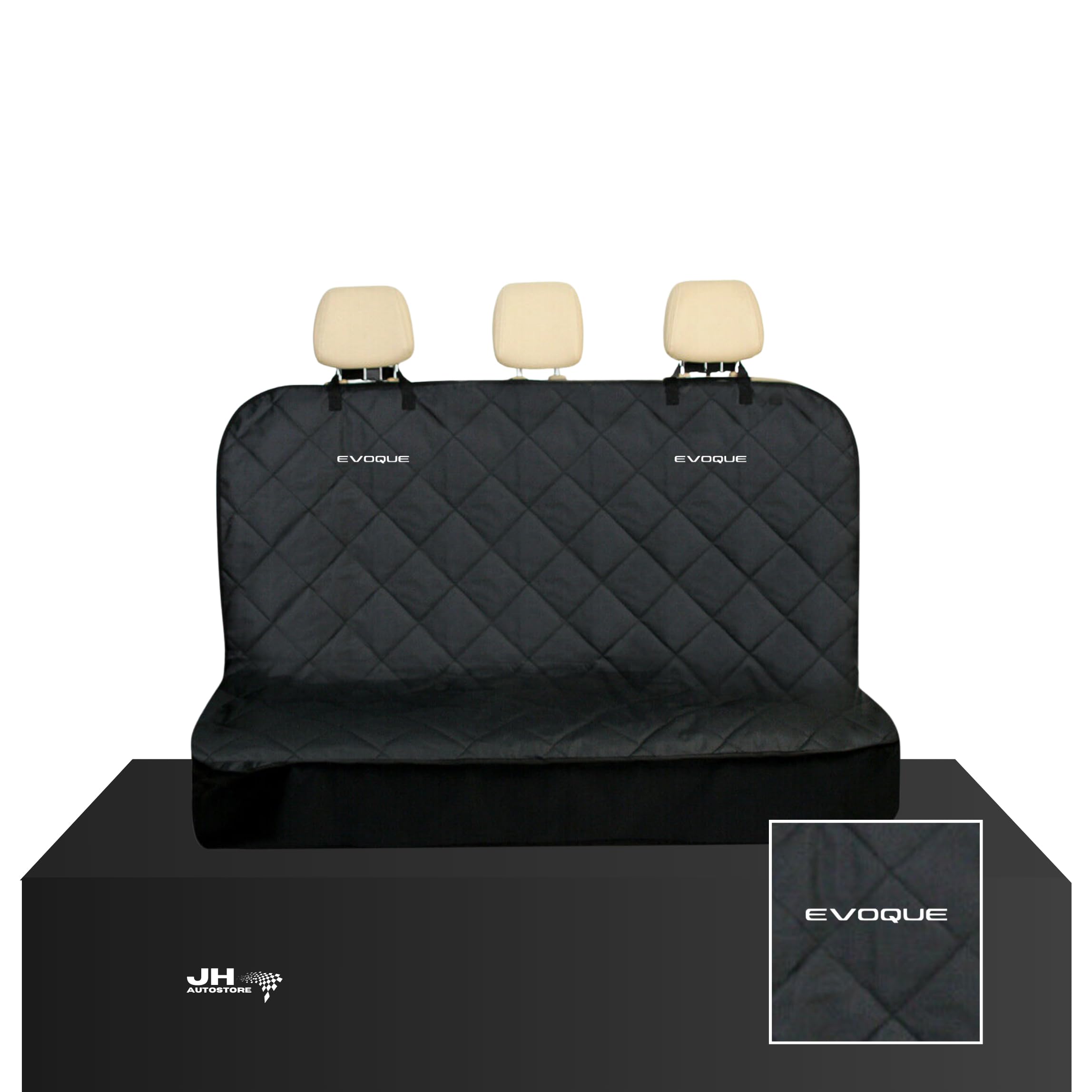 JH AUTOSTORES -99 - Premium Quilted Black Rear Seat Cover Protector - FOR RANGE ROVER EVOQUE