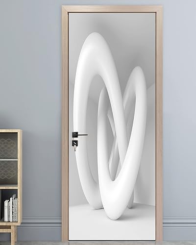 FLFK Adhesivo mural para puerta, blanco moderno, despegar y pegar, tamaño combinado 32 x 80 pulgadas, dividido en 2 piezas