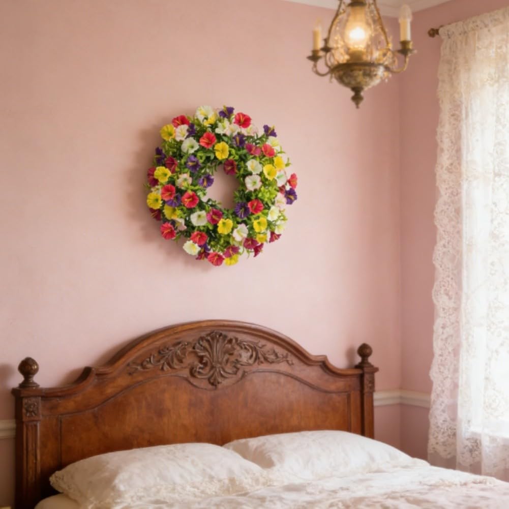 Couronne de fleurs artificielles faites main en soie et plastique durable