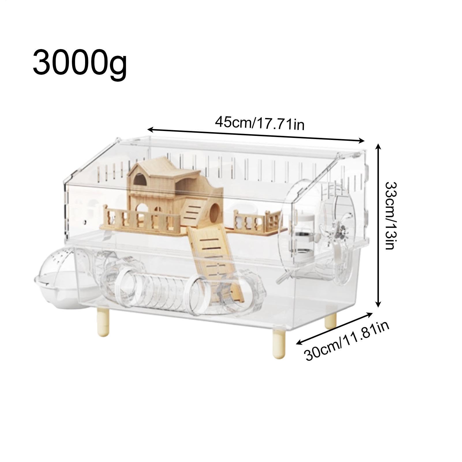 Casa para Hámster Hábitat Transparente de 2 Niveles con Rueda de Ejercicio, | Para Chinchilla Animales Pequeños Descanso, Juego y Sueño