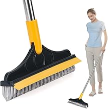 Eyvyn Bathroom Cleaning Brush with Wiper,Tiles Cleaning Brush Bathroom Brush with Long Handle Tile Cleaner Brush Bathroom Floor Cleaning Brush Floor Cleaner Brush Floor Scrub Brush with Long (2 in 1)