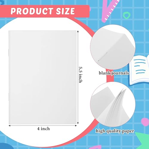 Miniatura 2 de Ctosree 100 cuadernos blancos en blanco para niños, mini cuadernos de 4 x 5.5 pulgadas para escribir historias sin forro, cuadernos de bocetos