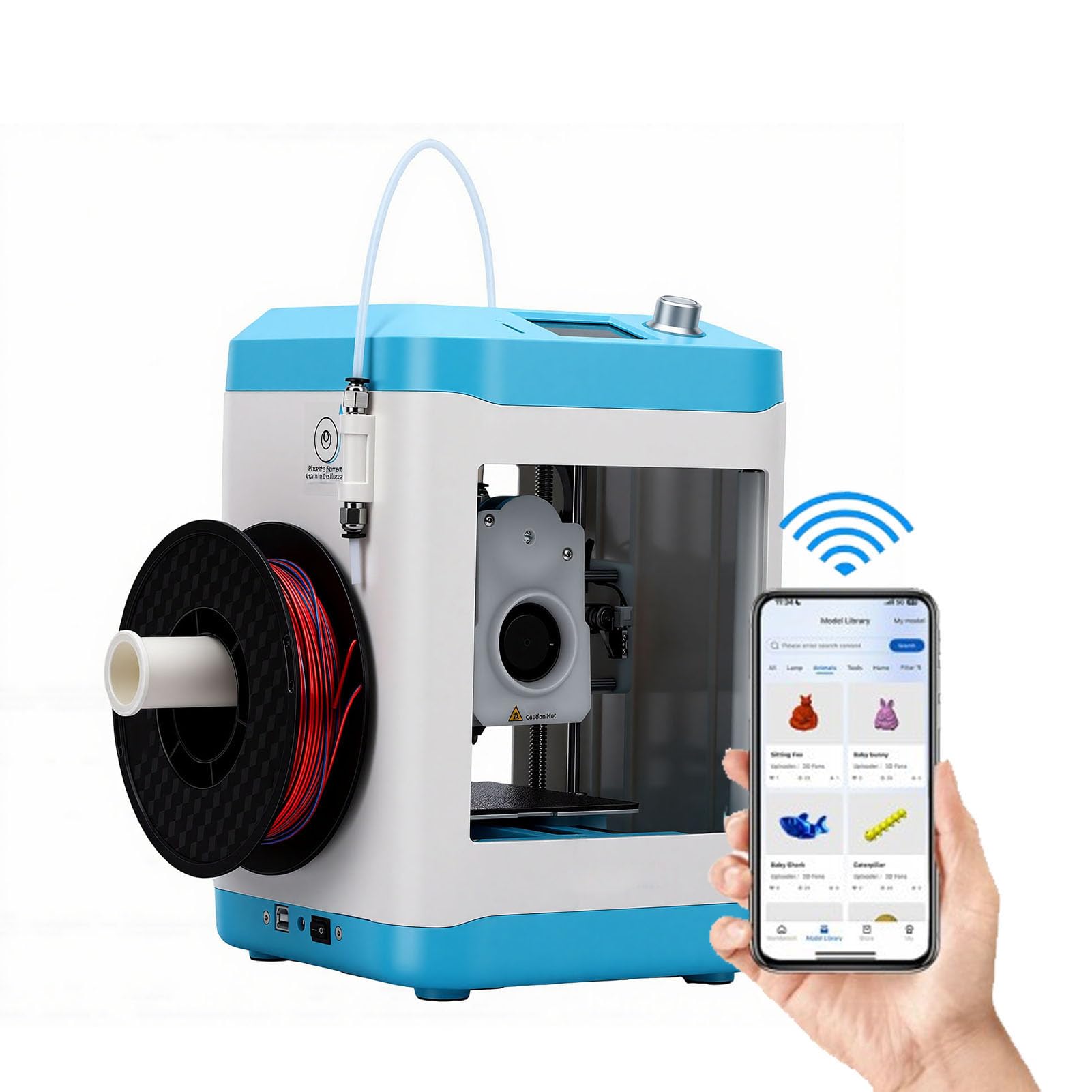 Jeffergarden Mini Stampante 3D, Stampante 3D Desktop Completamente Assemblata con Stampa WiFi, Livellamento Automatico, LCD da 2,4 Pollici e Piattaforma PEI Riscaldata per Principianti, Bambini,