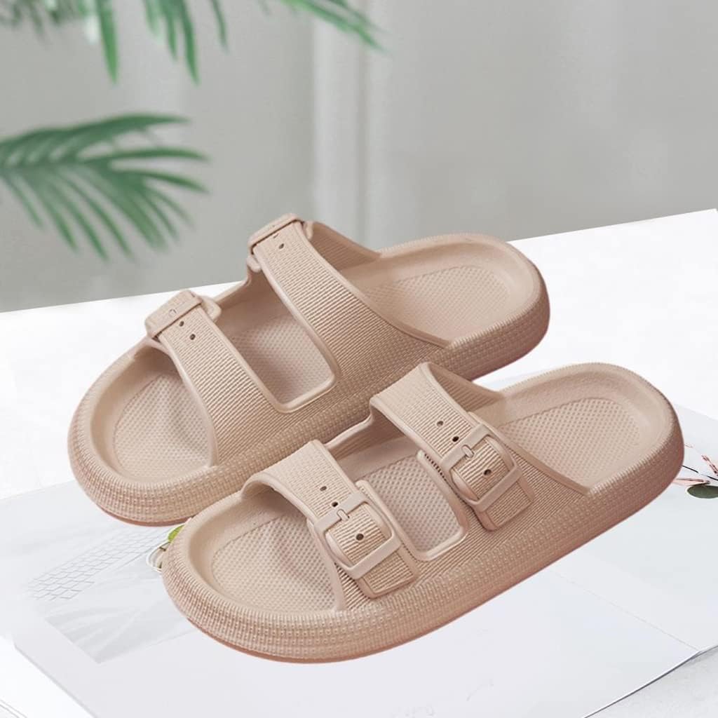 3日で出荷SMEJS バックル厚いプラットフォームスリッパ女性ホームソフトソール Eva スライドサンダル夏ノンスリップビーチフリップフロップ 成長対応 調節