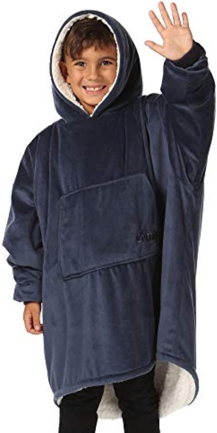 THE COMFY Original Jr | Shark Tank | Patented | Kids Oversized Sherpa Wearable Blanket Hoodie | Gift for Boys & Girls