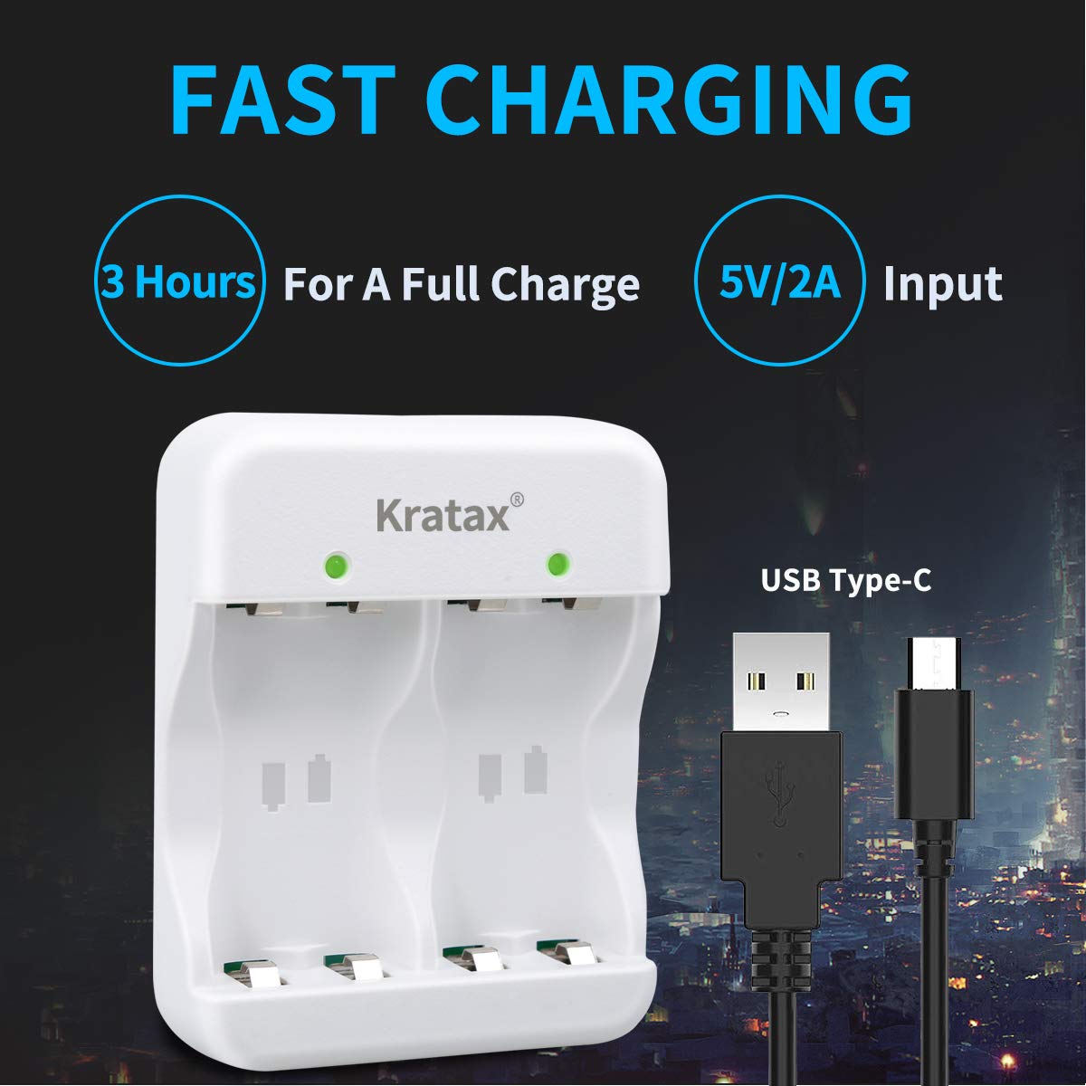 Buy Kratax Xbox Controller Battery Pack and charger,2x6000mWh(2500mAh