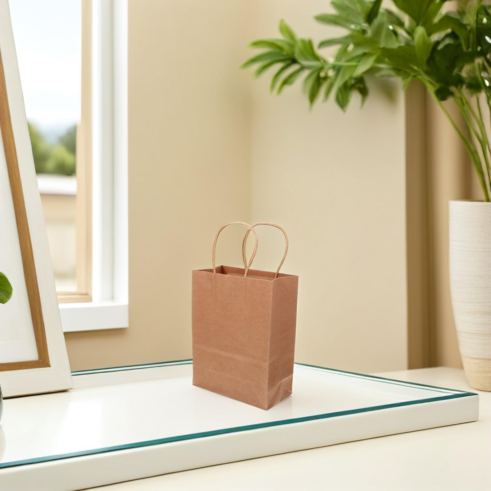 LOLIPPYY Bolsas de Papel Kraft para Panadería con Asas 40 Unidades Tamaño 21X16X8 CM Bolsa Ecológica para Envasar Pan Dulces y Regalos Base Reforzada para Transporte Seguro Adecuado