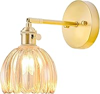 Vista 33 de Juego de 2 apliques de pared enchufables, apliques de pared vintage con pantalla de cristal transparente de tulipán, aplique de pared