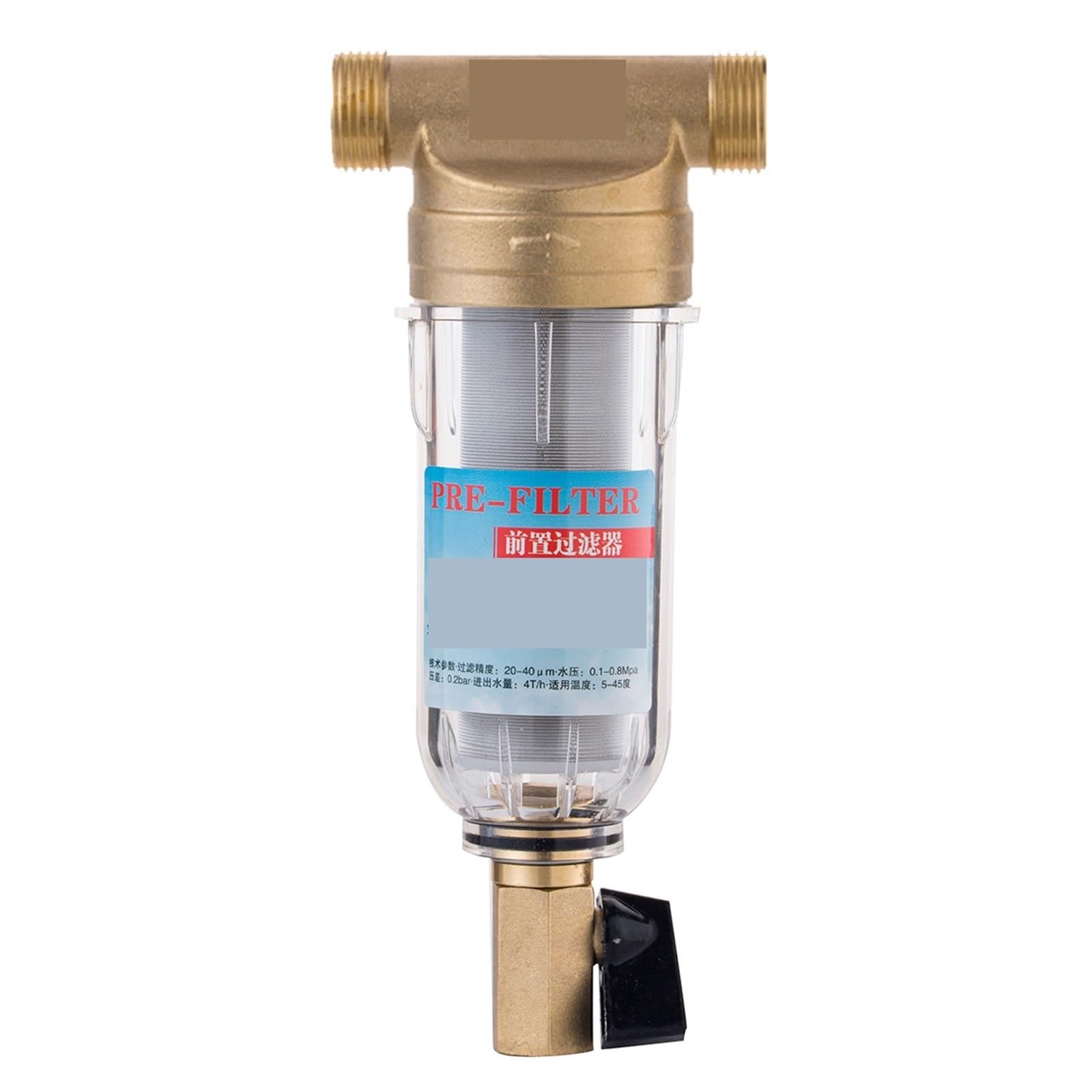 Sistema de filtrado de agua, Filtro de agua prefiltrante, primer paso del purificador de agua, prefiltro de malla de acero inoxidable de 40 micras, prefiltro for toda la casa de 3/4"