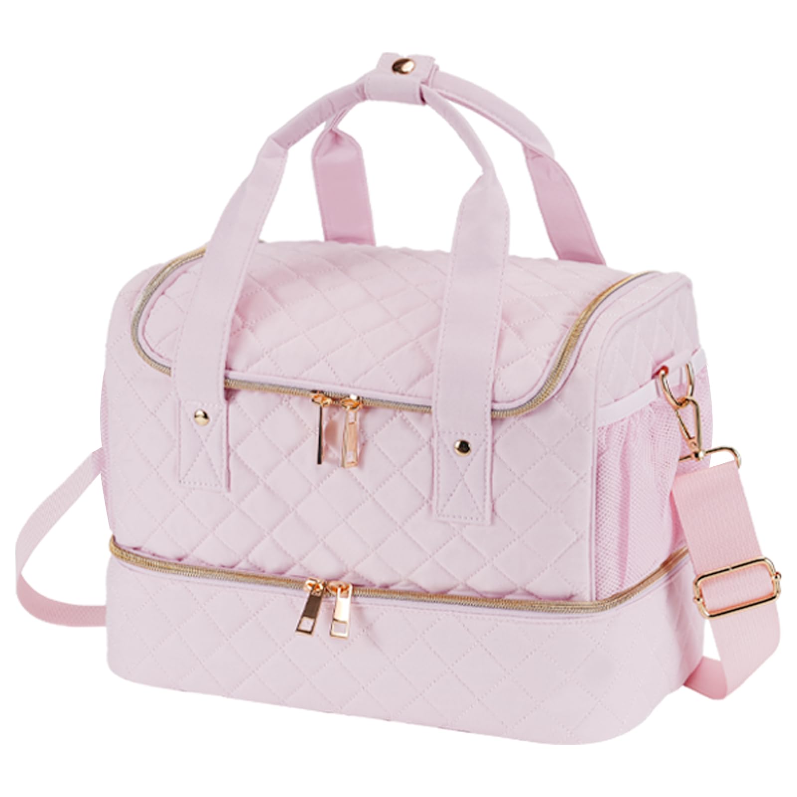 VOFIpremiAm Nail Polish Organizer Case Fits 1 Nail Lamp and 50 Bottles,Pretty Nail Organizers and Storage with Side Pockets for Nail Polish Remover,Manicure Tools (Patented,Bag Only)-Pale Pink