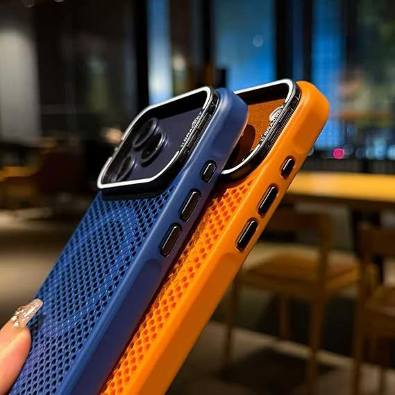 For iPhone 15 Pro用 カメラマウント付きメッシュ冷却ケース ワイヤレス充電対応 耐衝撃カバー（For iPhone 15 Pro用/グリーン）