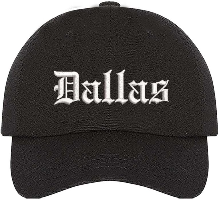Dallas Old English Embroidered Baseball Hat – Vintage-Style Cotton with Curved Brim – Retro City Name for Men & Women