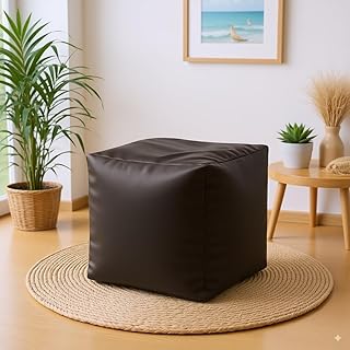 GIGLICK Cube Footstool Pouffe | 38×38×38 cm | Ottoman for Living Room & Bedroom | Filled with High-Density EPS Beans | Lig... Price In India