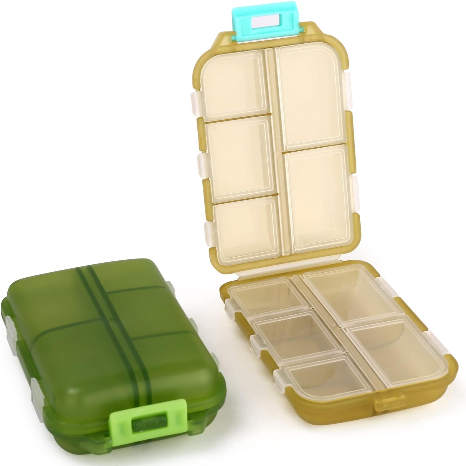 2PCS Cute Pill Organizer, Travel Pill Box, Small Pill Case Container, Medicine Organizer for Purse, with 10 Compartments for Different Medicines