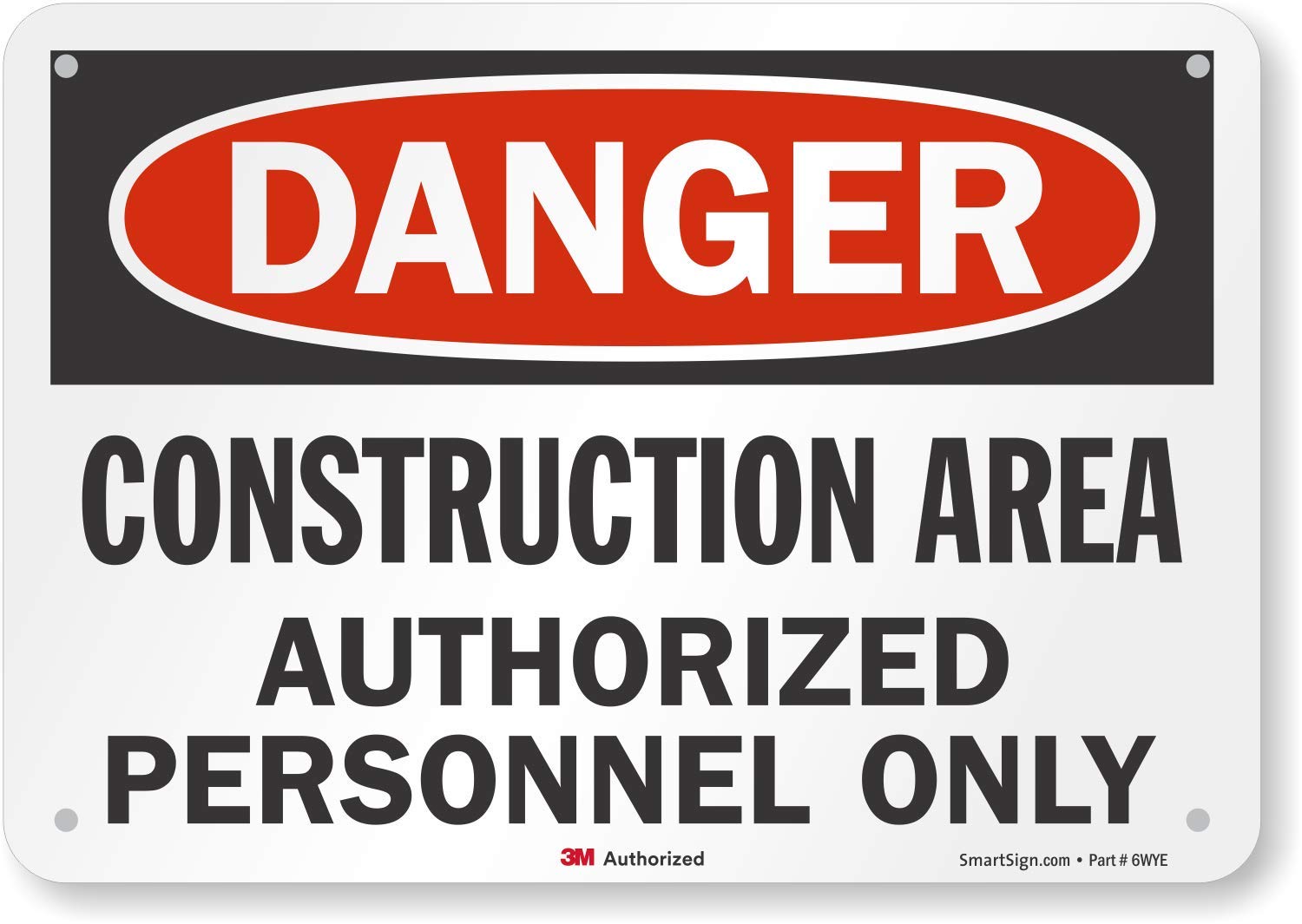 SmartSign - U9-1369-NP_10x14 "Danger - Construction Area, Authorized Personnel Only" Sign | 10" x 14" Plastic Black/Red on White — Amazon image 10