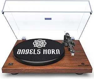 ANGELS HORN Turntable, Vinyl Record Player, Built-in Phono Preamp, Belt Drive 2-Speed, Adjustable Counterweight, AT-3600L (Upgraded Bluetooth Version)