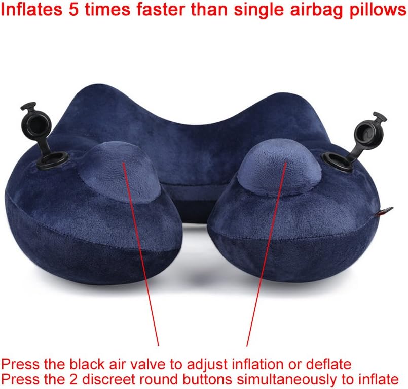 ELEOPTION Travel Neck Pillow for Airplane Sleeping Car with Soft Inflatable Velvet Memory Foam Lightweight Supports Head Chin Neck Comfort in Any Sitting Position (A- PillowGrey (Only))