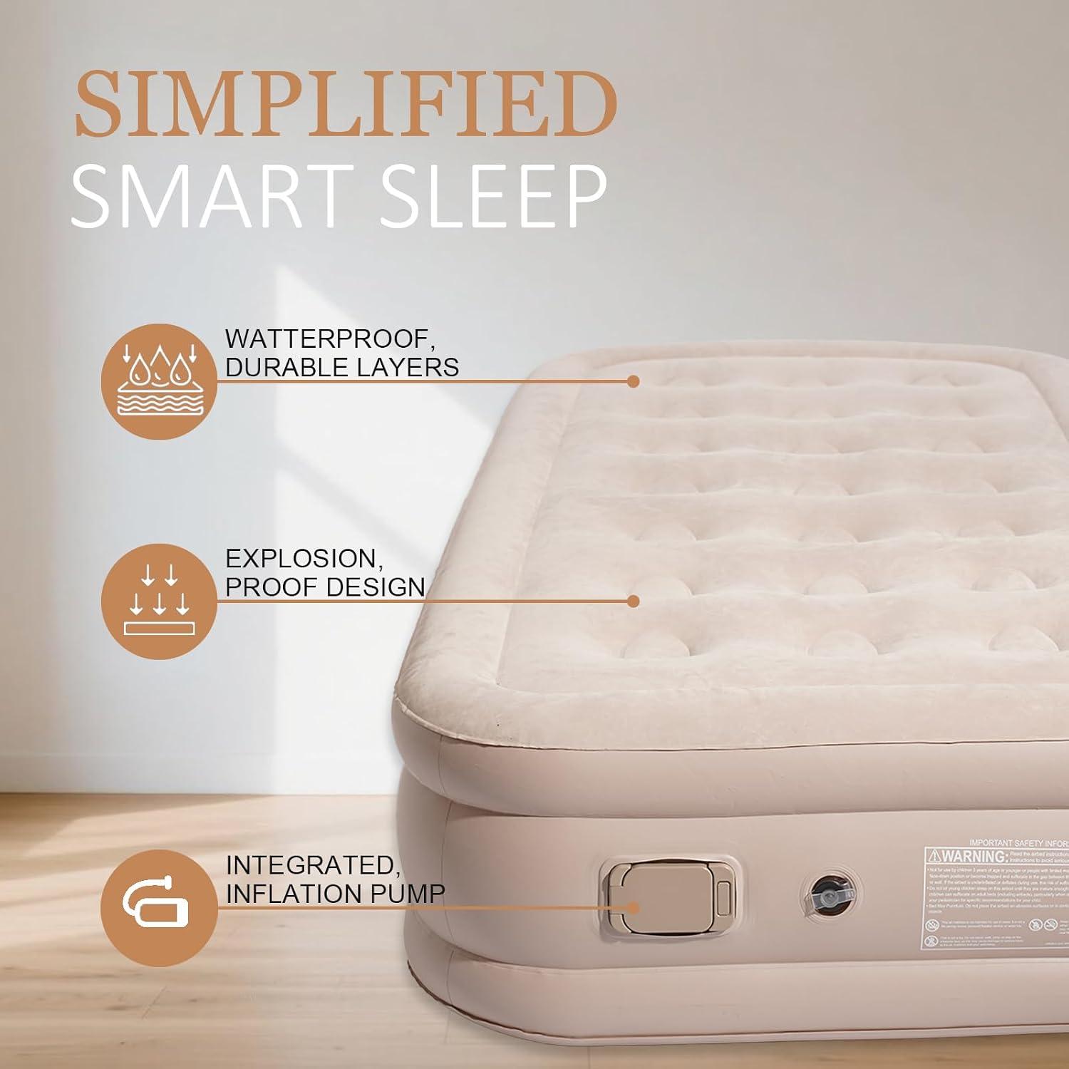 Air Mattress with Built-in High-Speed Pump .Foldable Guest Mattress.Ideal for Camping and Traveling .Double Height, Adjustable, Portable Air Mattress.Includes Storage Bag.600lb Weight Capacity