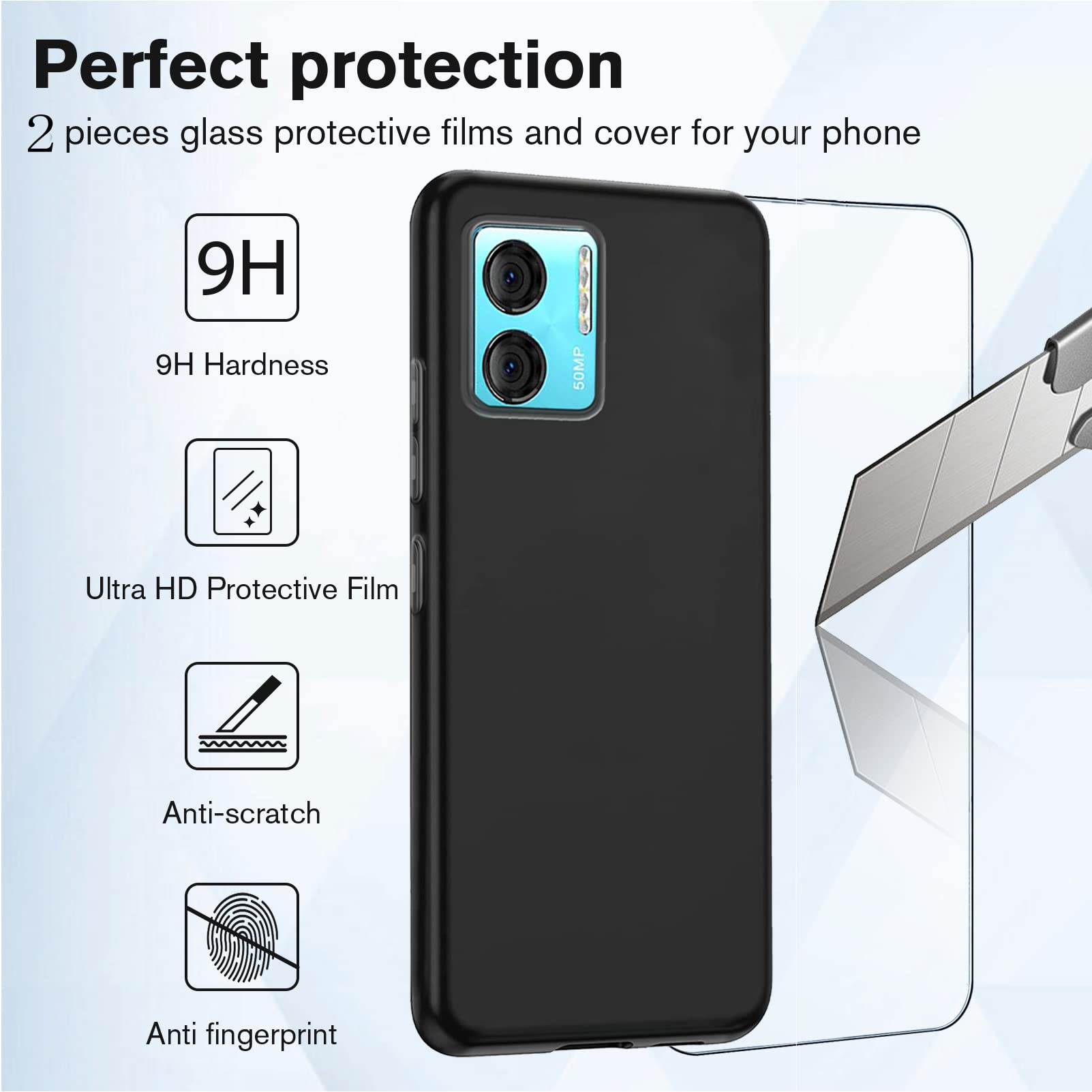 Kit 4 In 1 Per DOOGEE N50: Cover Trasparente In TPU + 2 Pellicole Vetro Temperato + Anello Porta Cellulare - 3