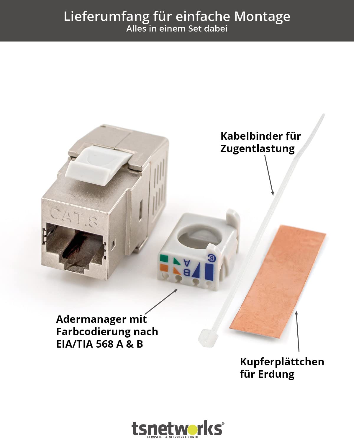 Panel de conexión de 24 puertos, 1U, 19 pulgadas, incluye 24 módulos Keystone Cat. 8.1, conector RJ45, 40 Gbits, STP totalmente apantallado, para cables AWG22-24, Cat. 7a, Cat. 6, Cat. 6,