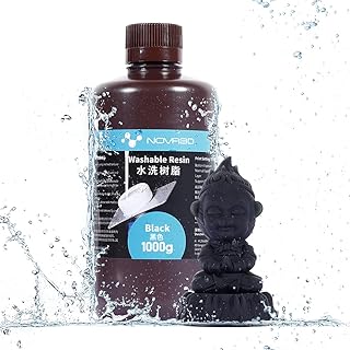 NOVA3D Water Washable 3D Printer Resin Lower Odor LCD UV-Curing Rapid Resin 405nm Photopolymer Resin for LCD 3D Printing, Black, 1000ml