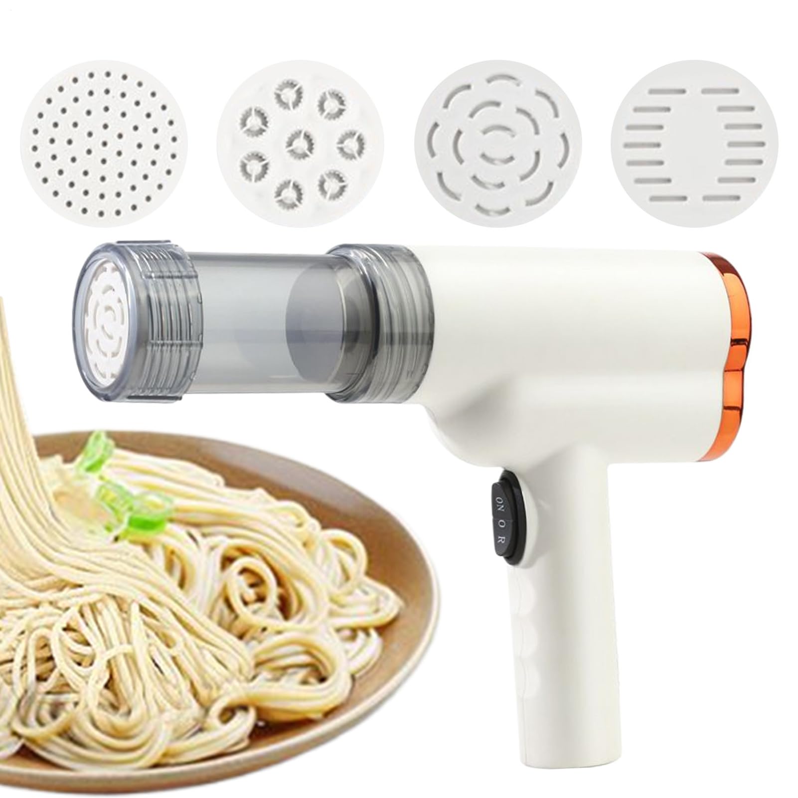 Electric Pasta Machine | Automatic Pasta Maker Machine - Portable Mixer with 5 Types Accessory Cordless Making Tool for Cooking Pizza Food Vegetable Prep