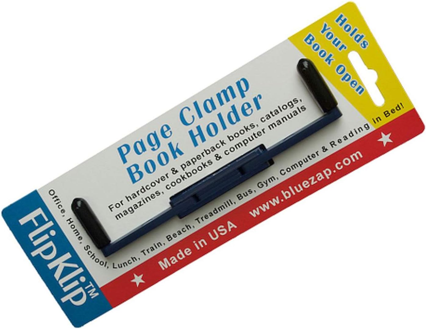 FlipKlip Portable Book Page Holder for Hands Free Reading in Bed, on the Go - Works on Hardcovers, Paperbacks, Magazines, Piano and Recipe Books