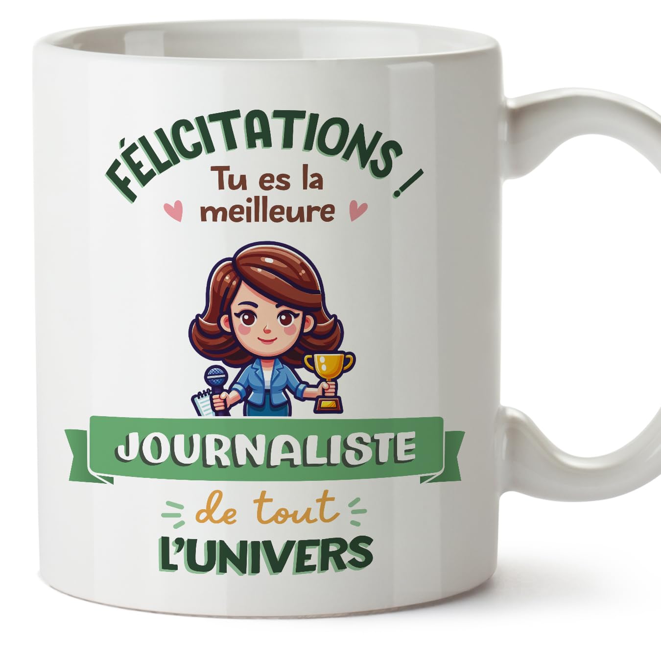 MUGFFINS Journalist Woman Mug - in French - Meilleur Univers Trophée - Funny Gift for Colleagues - Ceramic 11oz Mug — image 1