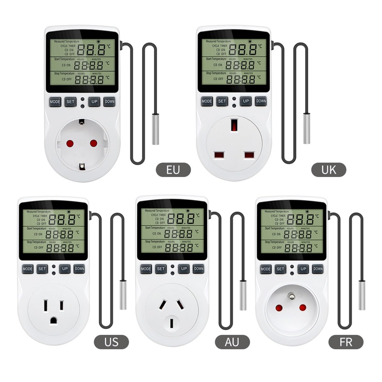 Termostat cyfrowy, Gniazdo zegara cyfrowy termostat, gniazdo regulatora temperatury z wyłącznikiem czasowym czujnik temperatury ogrzewania i chłodzenia